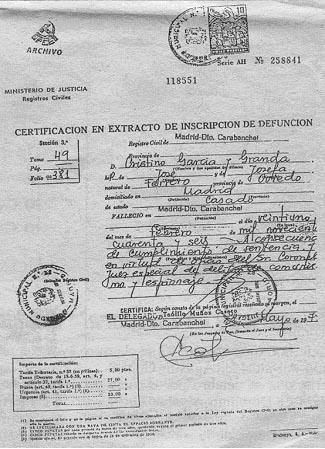 certificado de defunción