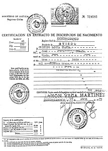 certificado de nacimiento